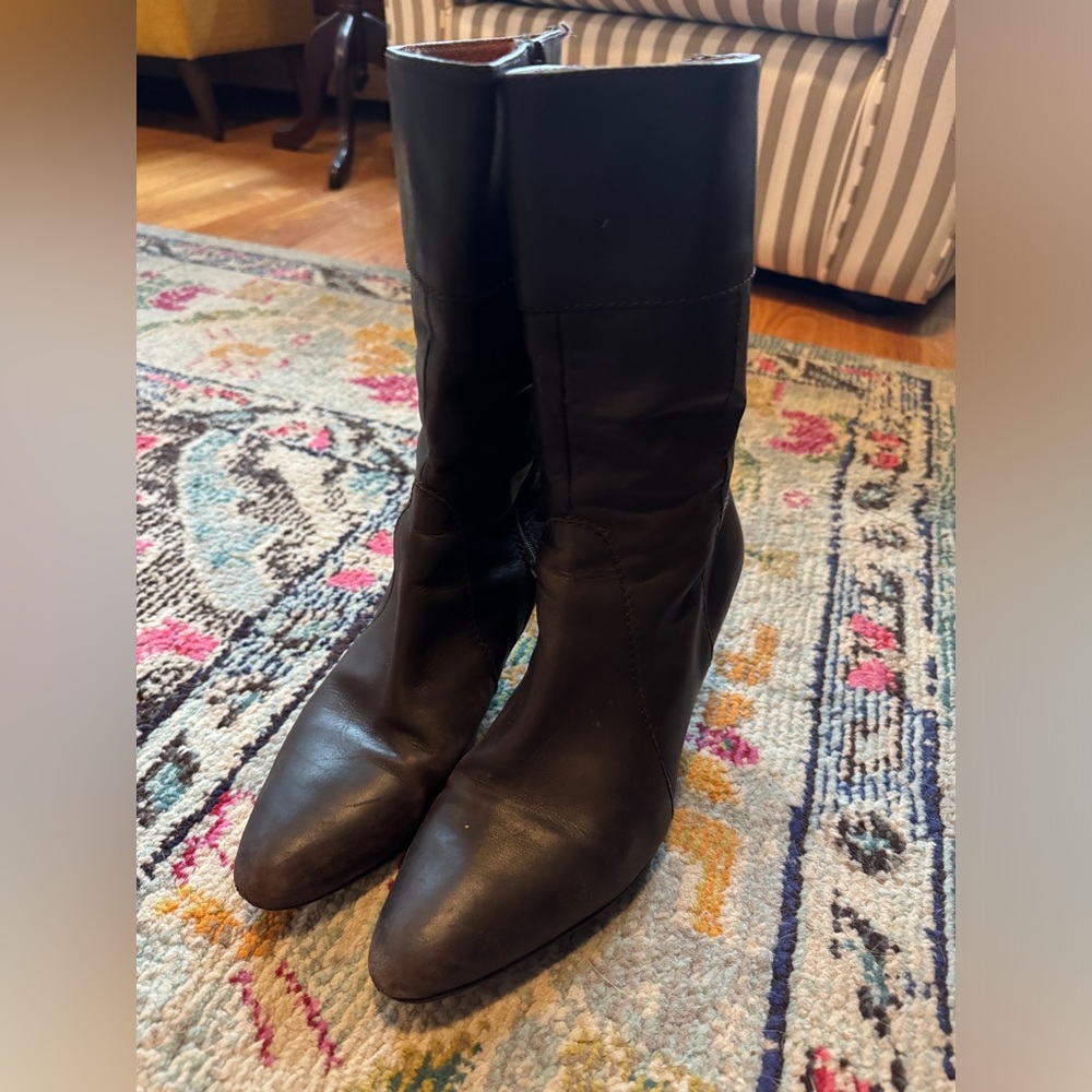 Kitten heel leather booties - Picture 4 of 9